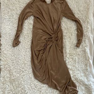 Gold midi asymmetrical dress